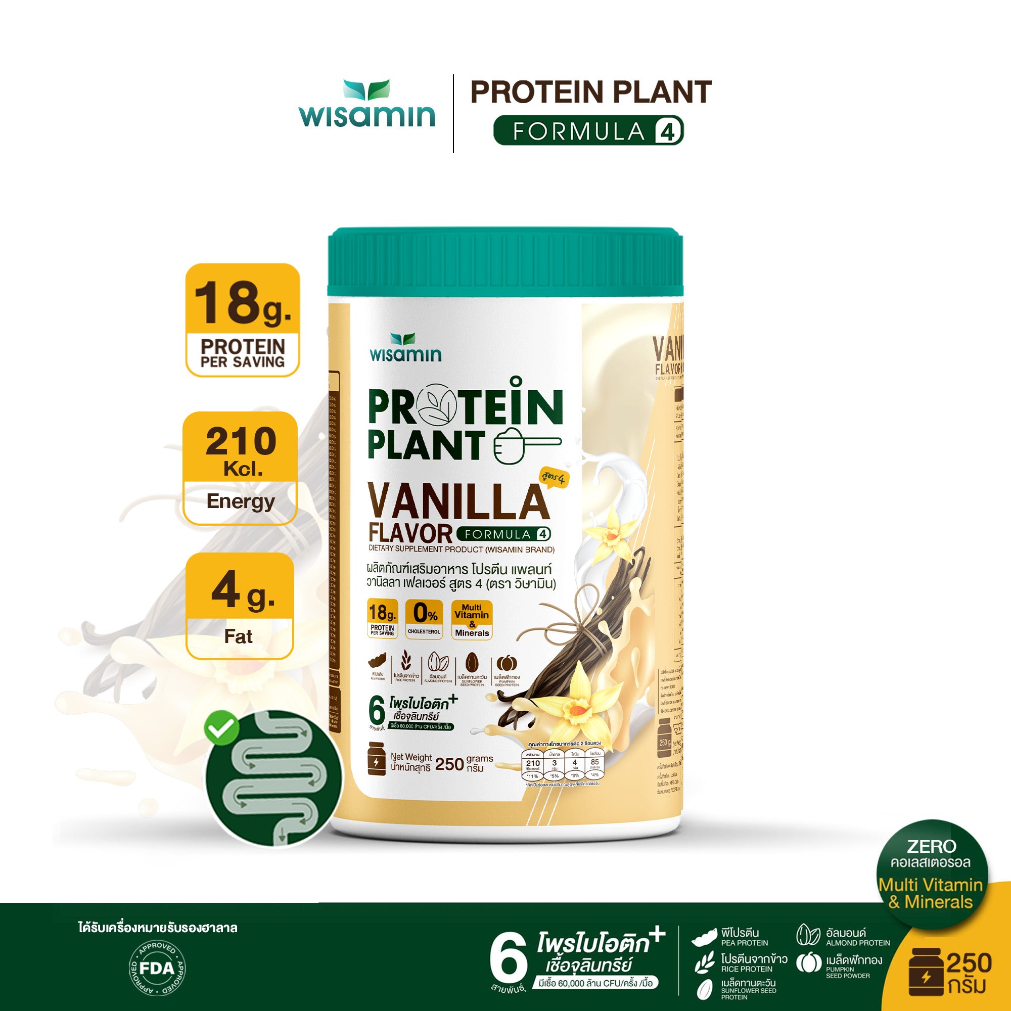 WISAMIN Protein Plant โปรตีนพืช สูตร 4 (ตราวิษามิน) 250 กรัม
