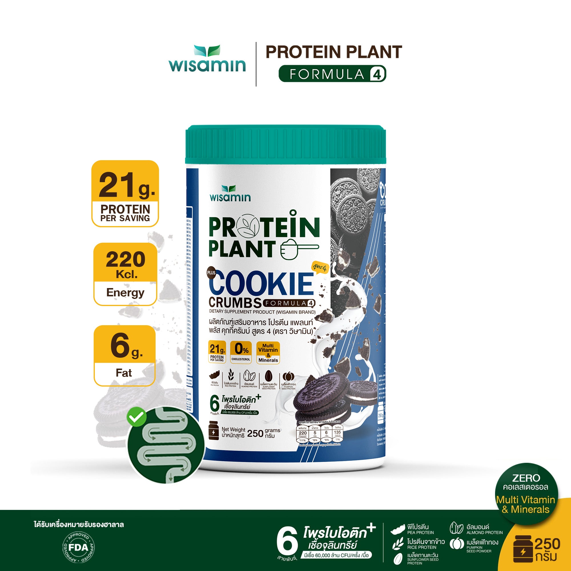 WISAMIN Protein Plant โปรตีนพืช สูตร 4 (ตราวิษามิน) 250 กรัม
