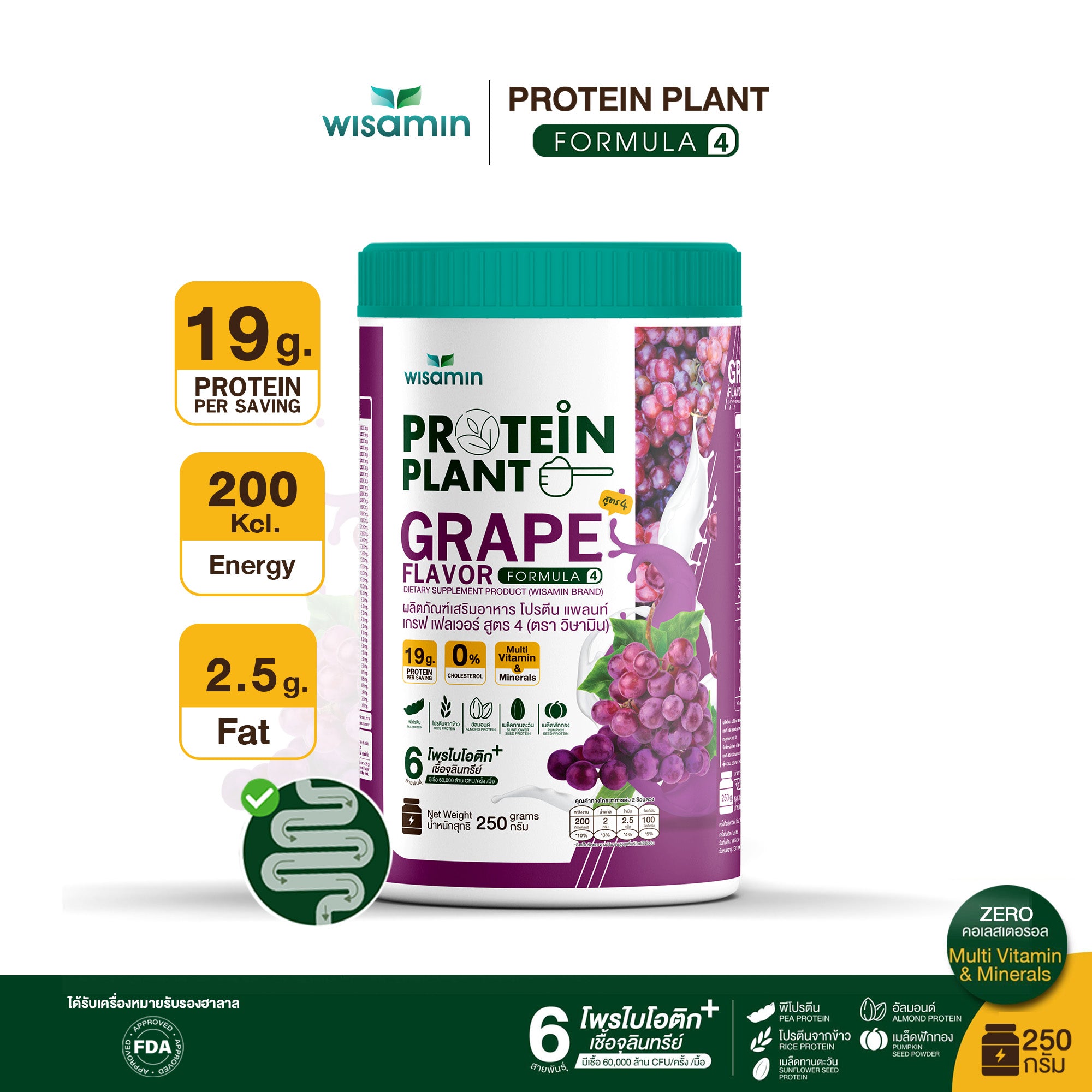 WISAMIN Protein Plant โปรตีนพืช สูตร 4 (ตราวิษามิน) 250 กรัม