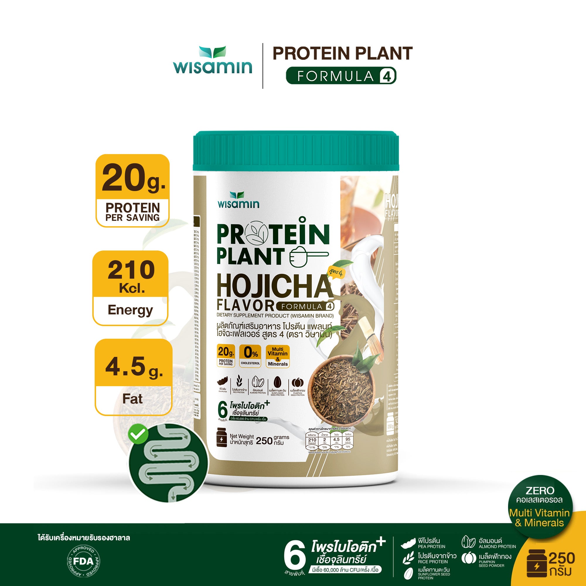 WISAMIN Protein Plant โปรตีนพืช สูตร 4 (ตราวิษามิน) 250 กรัม