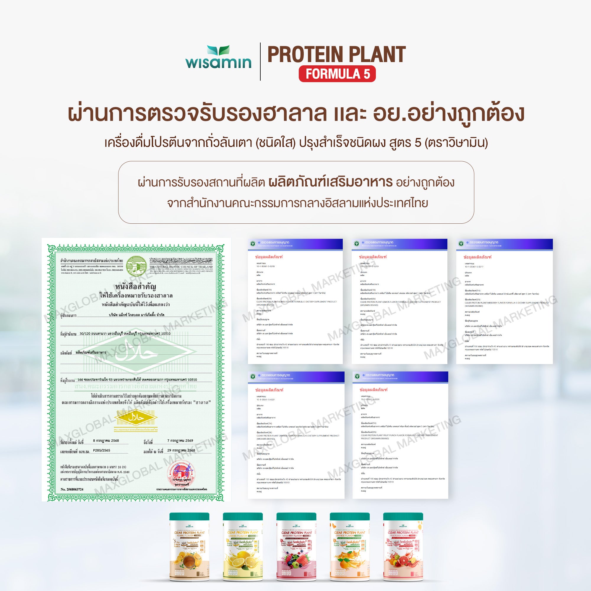 ซื้อ 1 แถม 1 WISAMIN Clear Protein Plant โปรตีนใส สูตร 5 (ตราวิษามิน) 2 กระปุก รวม 300 กรัม