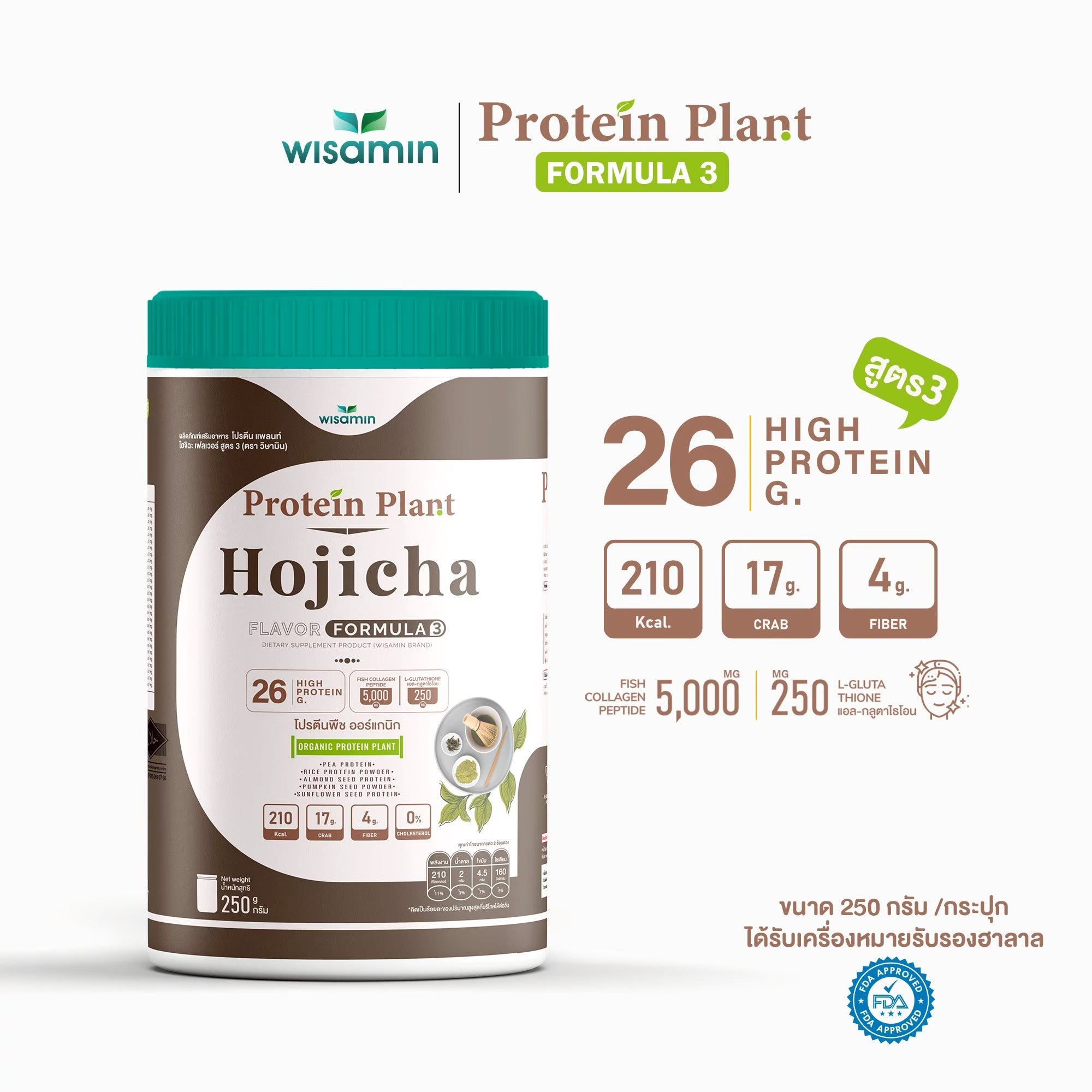 WISAMIN Protein Plant โปรตีนพืช สูตร 3 (ตราวิษามิน) 250 กรัม