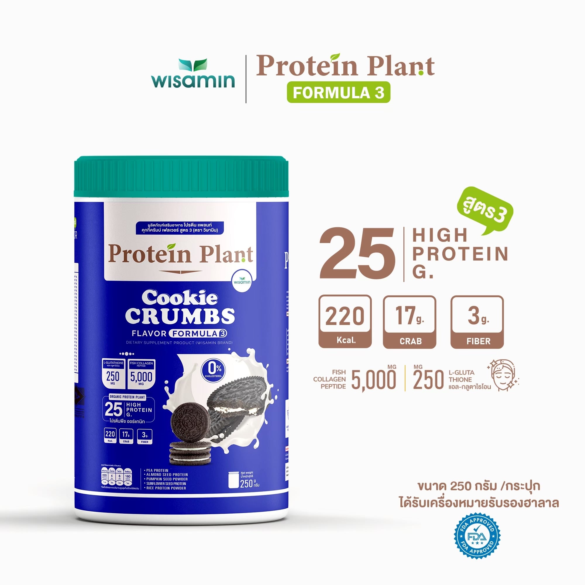 WISAMIN Protein Plant โปรตีนพืช สูตร 3 (ตราวิษามิน) 250 กรัม
