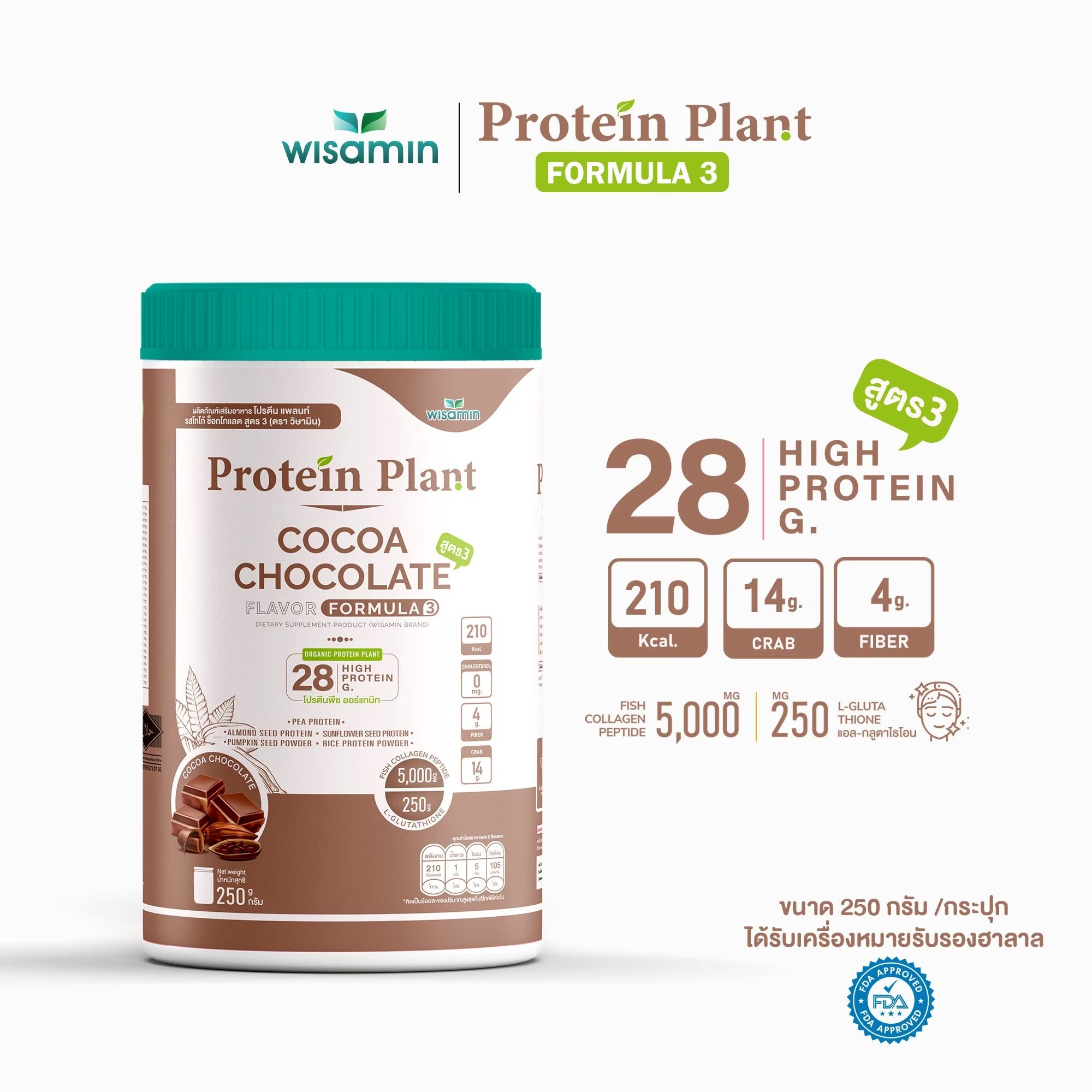 WISAMIN Protein Plant โปรตีนพืช สูตร 3 (ตราวิษามิน) 250 กรัม