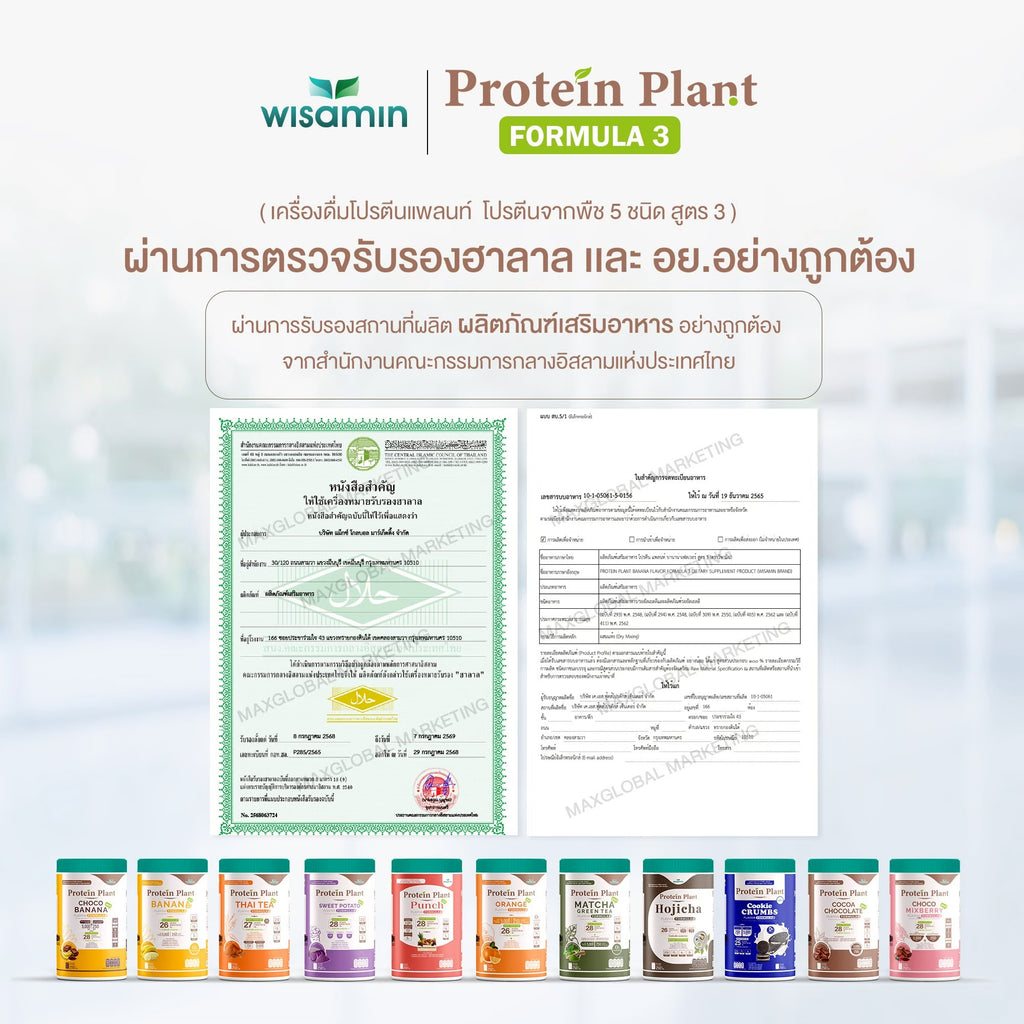 ซื้อ 1 แถม 1 WISAMIN Protein Plant โปรตีนพืช สูตร 3 (ตราวิษามิน) 2 กระปุก รวม 500 กรัม