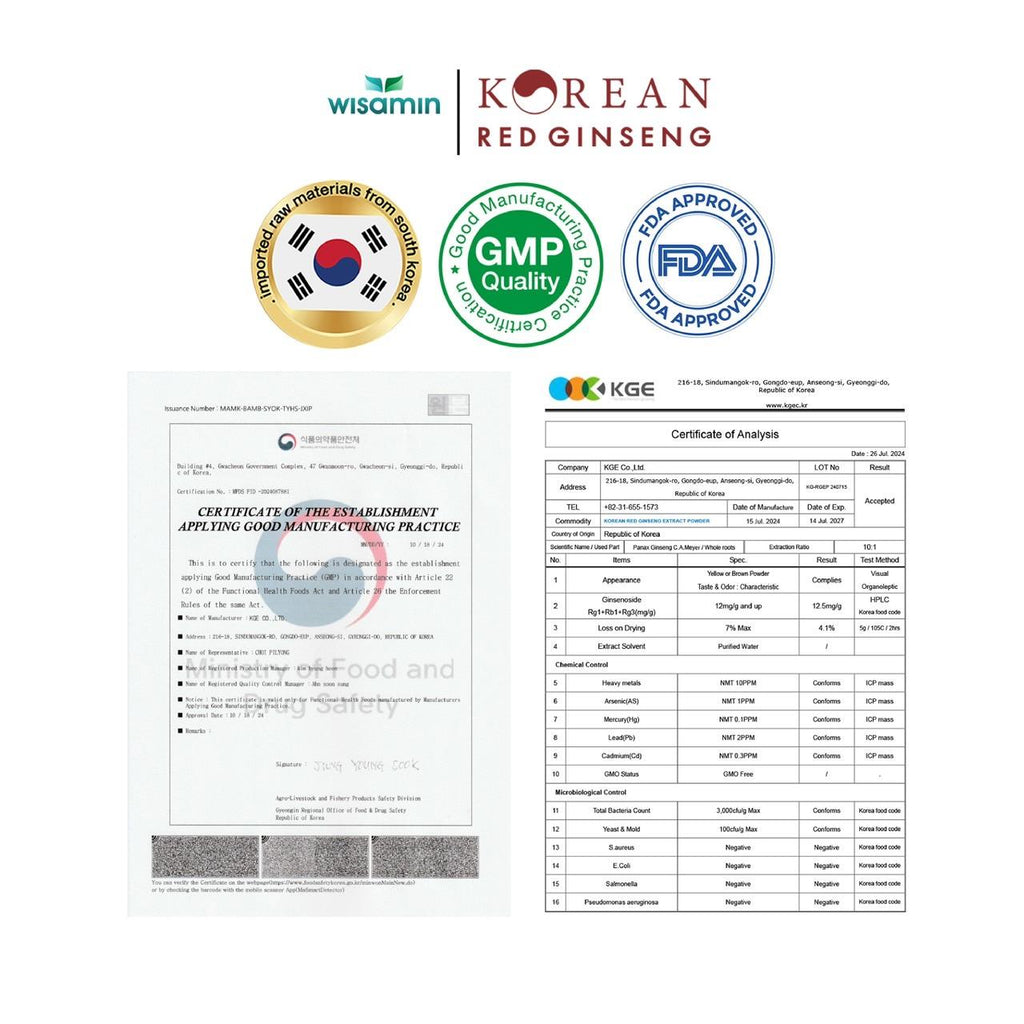 WISAMIN Korean Red Ginseng สารสกัดโสมแดงเกาหลี 500 mg (ตราวิษามิน) 30 แคปซูล