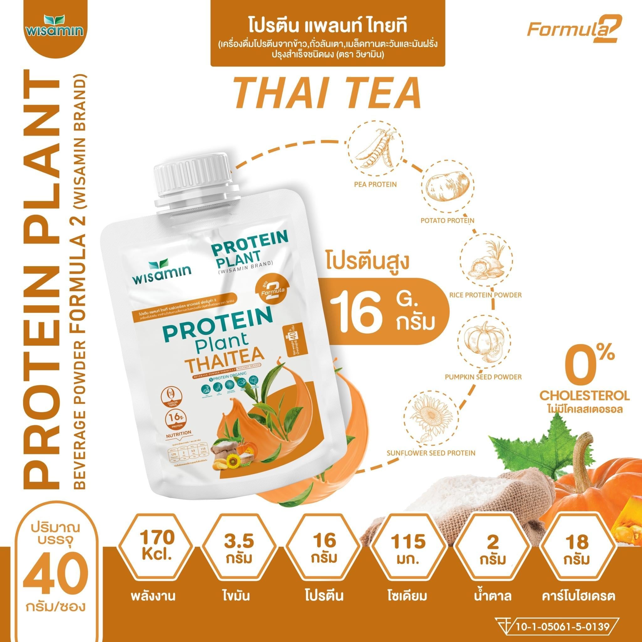 WISAMIN Protein Plant โปรตีนพืช สูตร 2 (ตราวิษามิน) ชนิดซอง 40 กรัม
