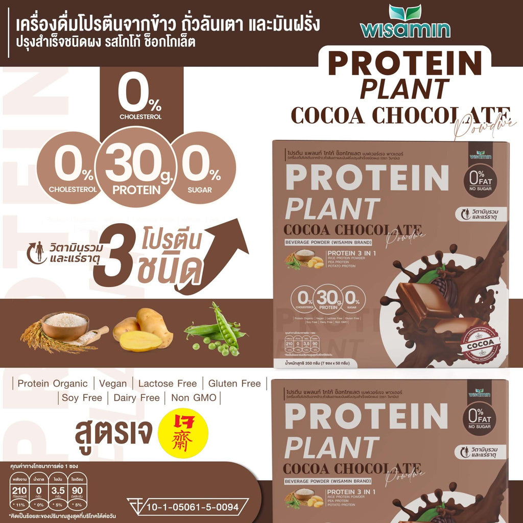 ซื้อ 1 แถม 1 WISAMIN Protein Plant โปรตีนพืช สูตร 1 (ตราวิษามิน) 2 กล่อง รวม 14 ซอง
