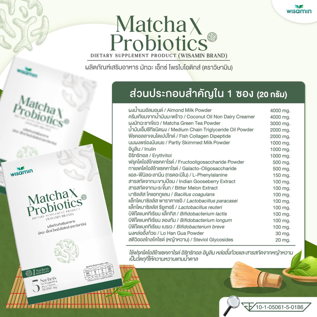 (ซื้อ 1 แถม 1) WISAMIN X Probiotics เอ็กซ์ โพรไบโอติกส์ 4 รสชาติ (ตราวิษามิน) รวม 10 ซอง