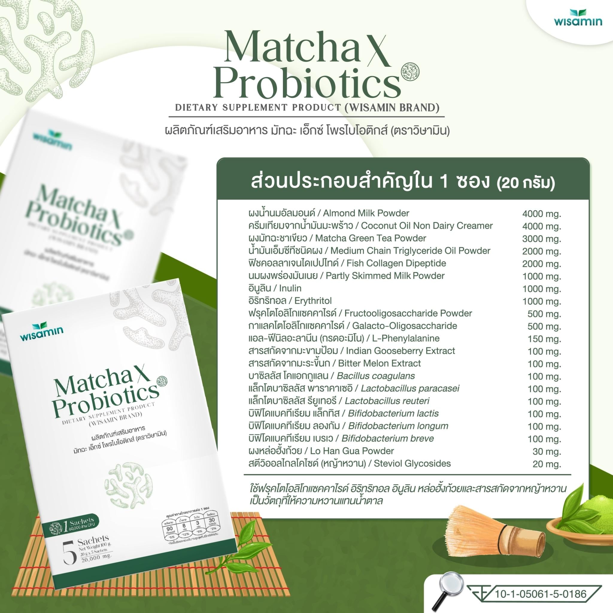 (ซื้อ 1 แถม 1) WISAMIN X Probiotics เอ็กซ์ โพรไบโอติกส์ 4 รสชาติ (ตราวิษามิน) รวม 10 ซอง