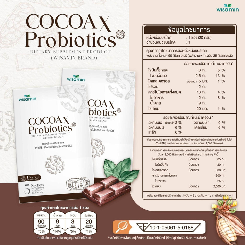 (ซื้อ 1 แถม 1) WISAMIN X Probiotics เอ็กซ์ โพรไบโอติกส์ 4 รสชาติ (ตราวิษามิน) รวม 10 ซอง