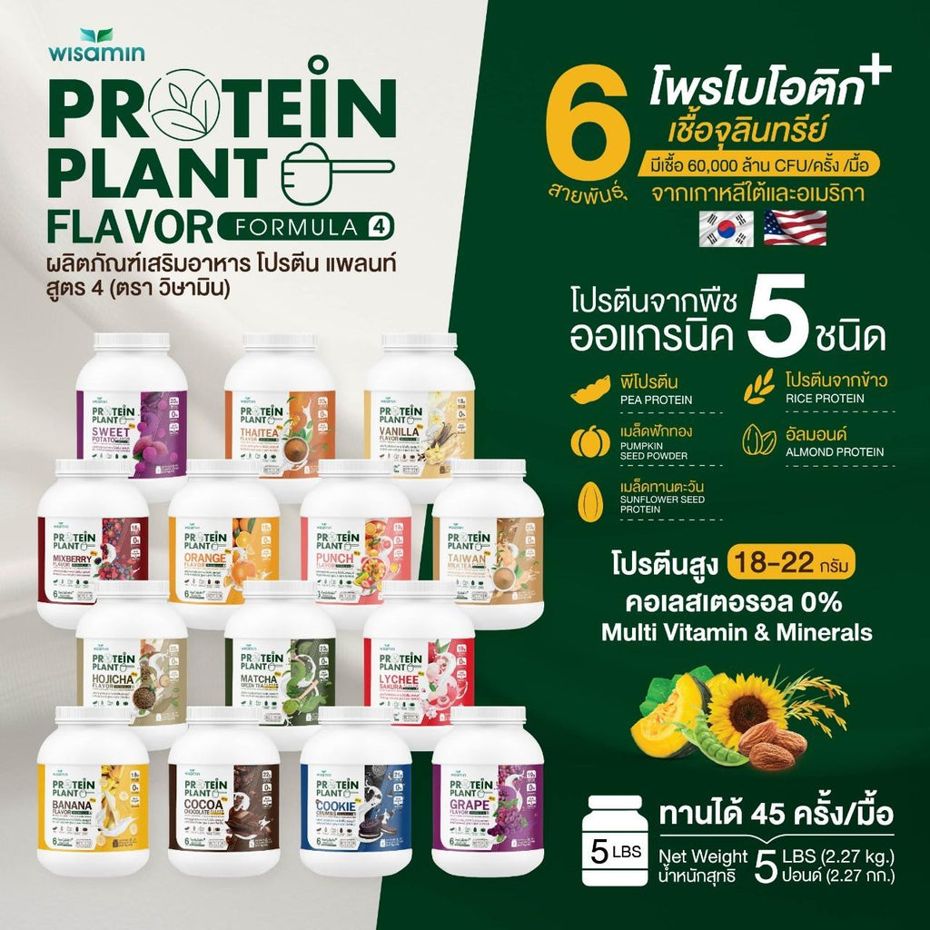 WISAMIN Protein Plant โปรตีนพืช สูตร 4 (ตราวิษามิน) 5 ปอนด์ 2.27kg