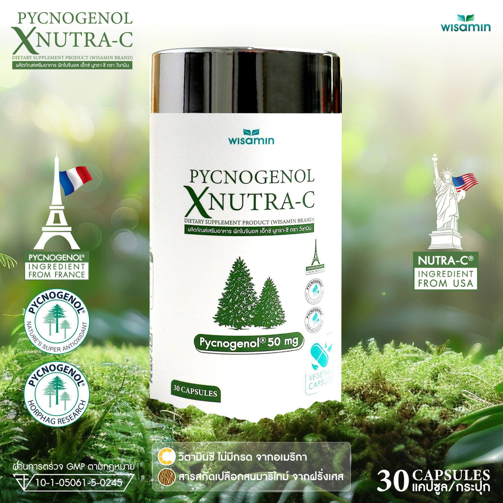WISAMIN Pycnogenol X Nutra-C พิกโนจีนอล เอ็กซ์ นูทรา-ซี (ตราวิษามิน) 30 แคปซูล
