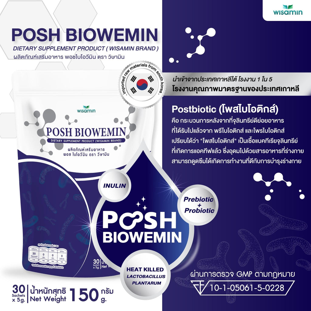 (แพคคู่ 2 ชิ้น) WISAMIN Posh Bio Wemin พอช ไบโอวีมิน โพสไบโอติกส์ (ตราวิษามิน) รวม 60 ซอง