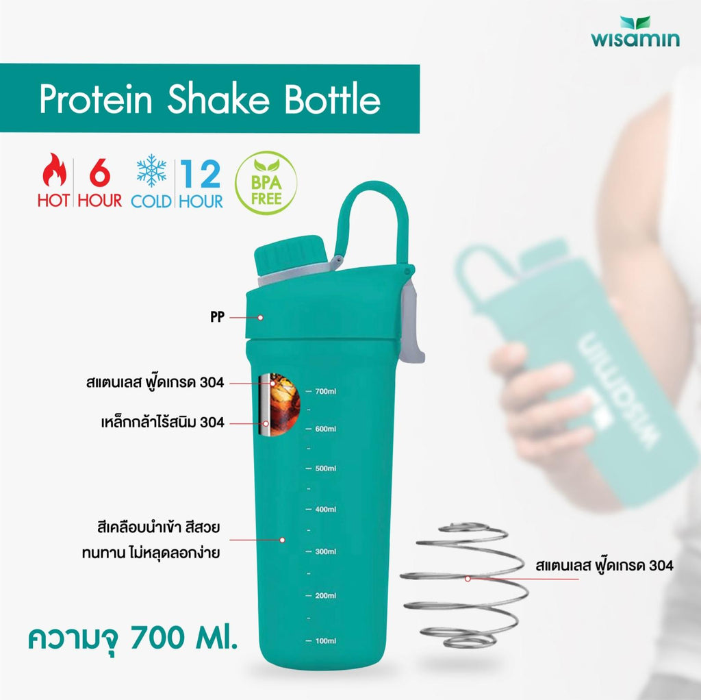 WISAMIN Shake The Cup แก้วเชคโปรตีน สเตนเลส 304 BPA Free 700 ml (ตราวิษามิน)