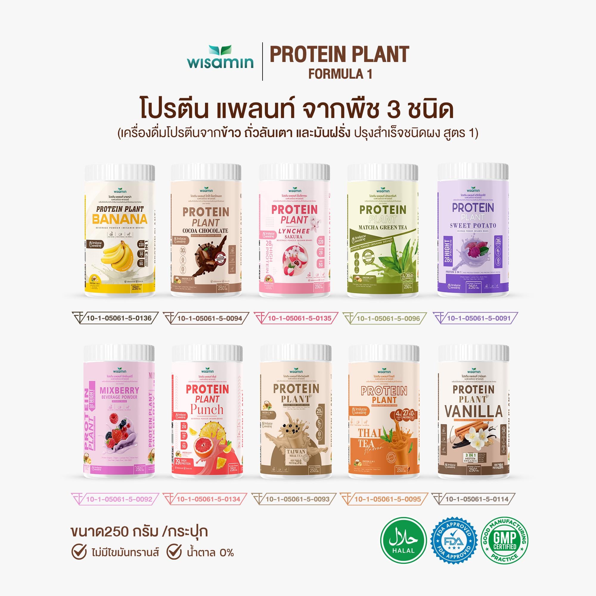 WISAMIN Protein Plant โปรตีนพืช สูตร 1 (ตราวิษามิน) 250 กรัม