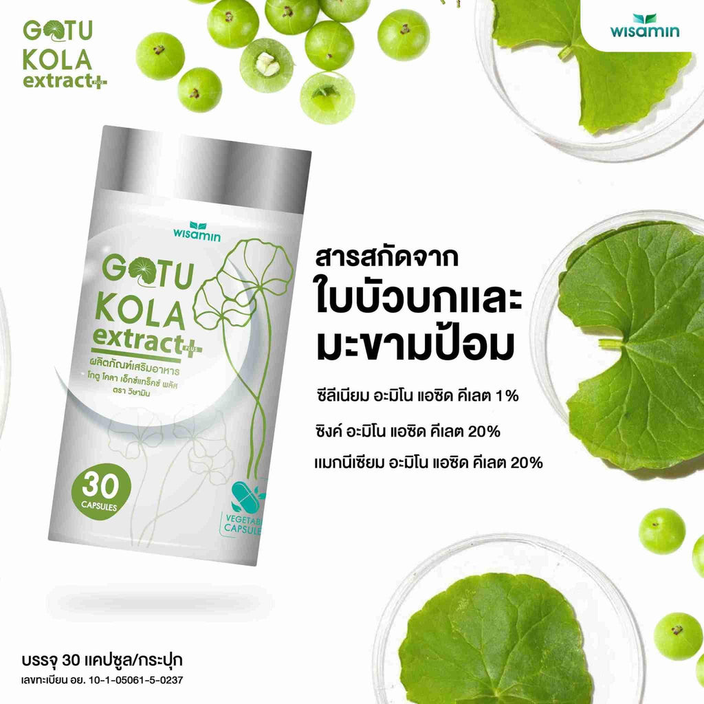 WISAMIN Gotu Kola Extract Plus สารสกัดจากใบบัวบก (ตราวิษามิน) 30 แคปซูล