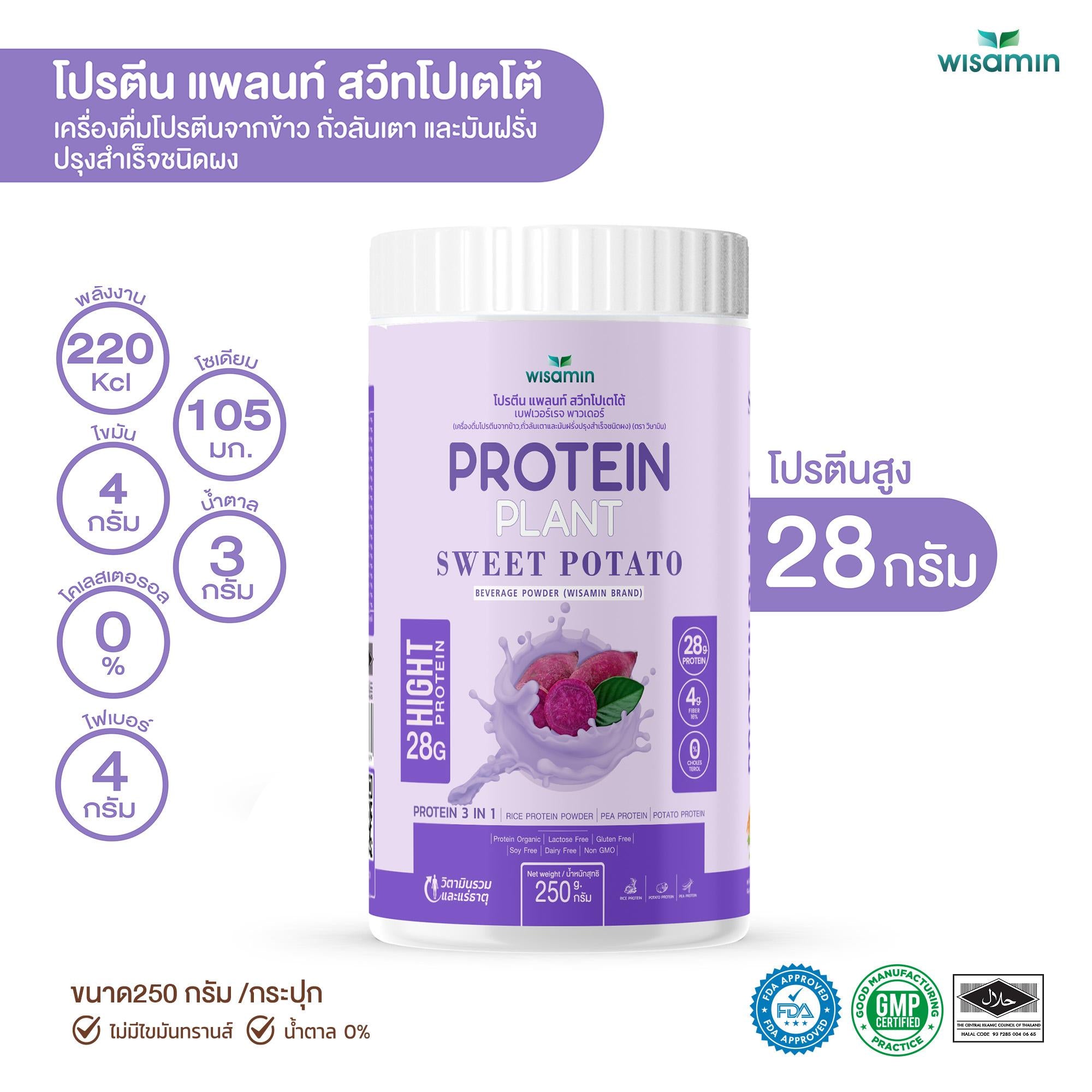 ซื้อ 1 แถม 1 WISAMIN Protein Plant โปรตีนพืช สูตร 1 (ตราวิษามิน) 2 กระปุก รวม 500 กรัม