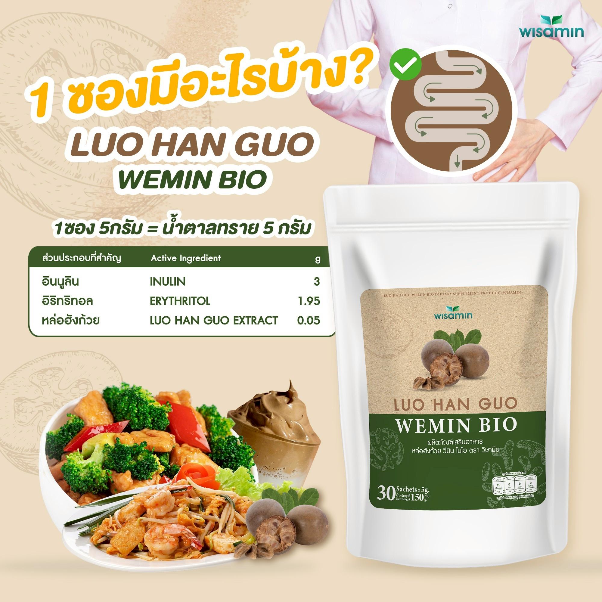WISAMIN Luo Han Guo Wemin Bio หล่อฮังก้วย วีมิน ไบโอ (ตราวิษามิน) 30 ซอง