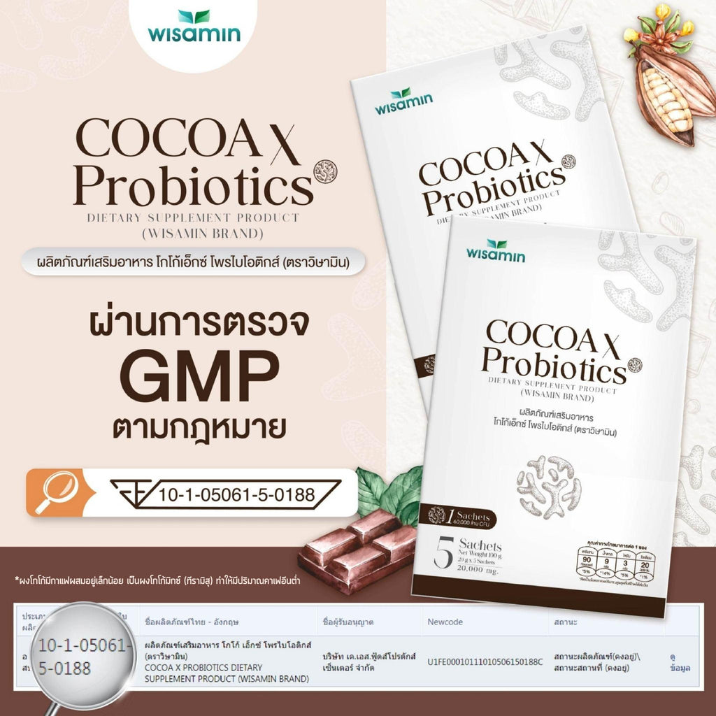 (ซื้อ 1 แถม 1) WISAMIN X Probiotics เอ็กซ์ โพรไบโอติกส์ 4 รสชาติ (ตราวิษามิน) รวม 10 ซอง
