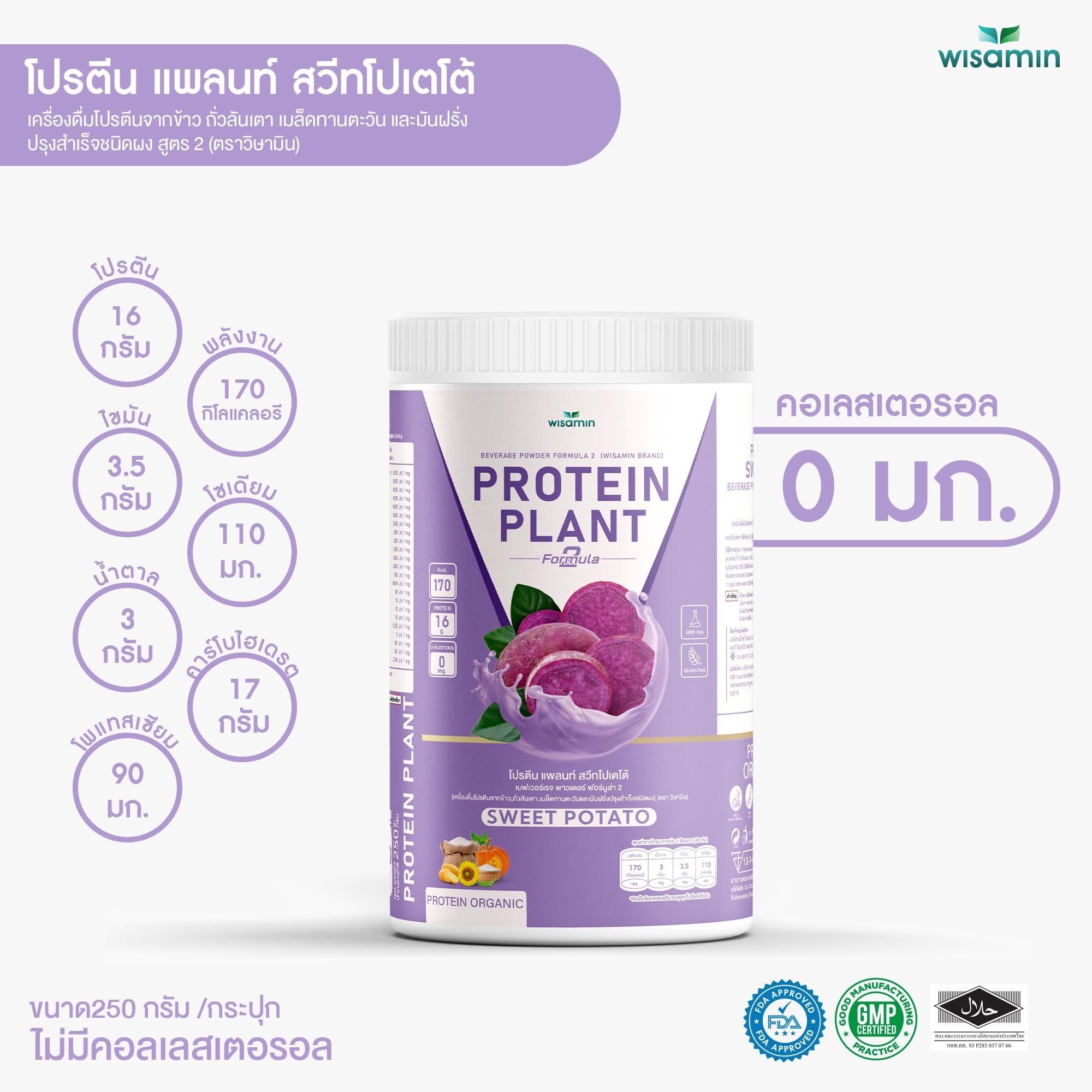 WISAMIN Protein Plant โปรตีนพืช สูตร 2 (ตราวิษามิน) 250 กรัม
