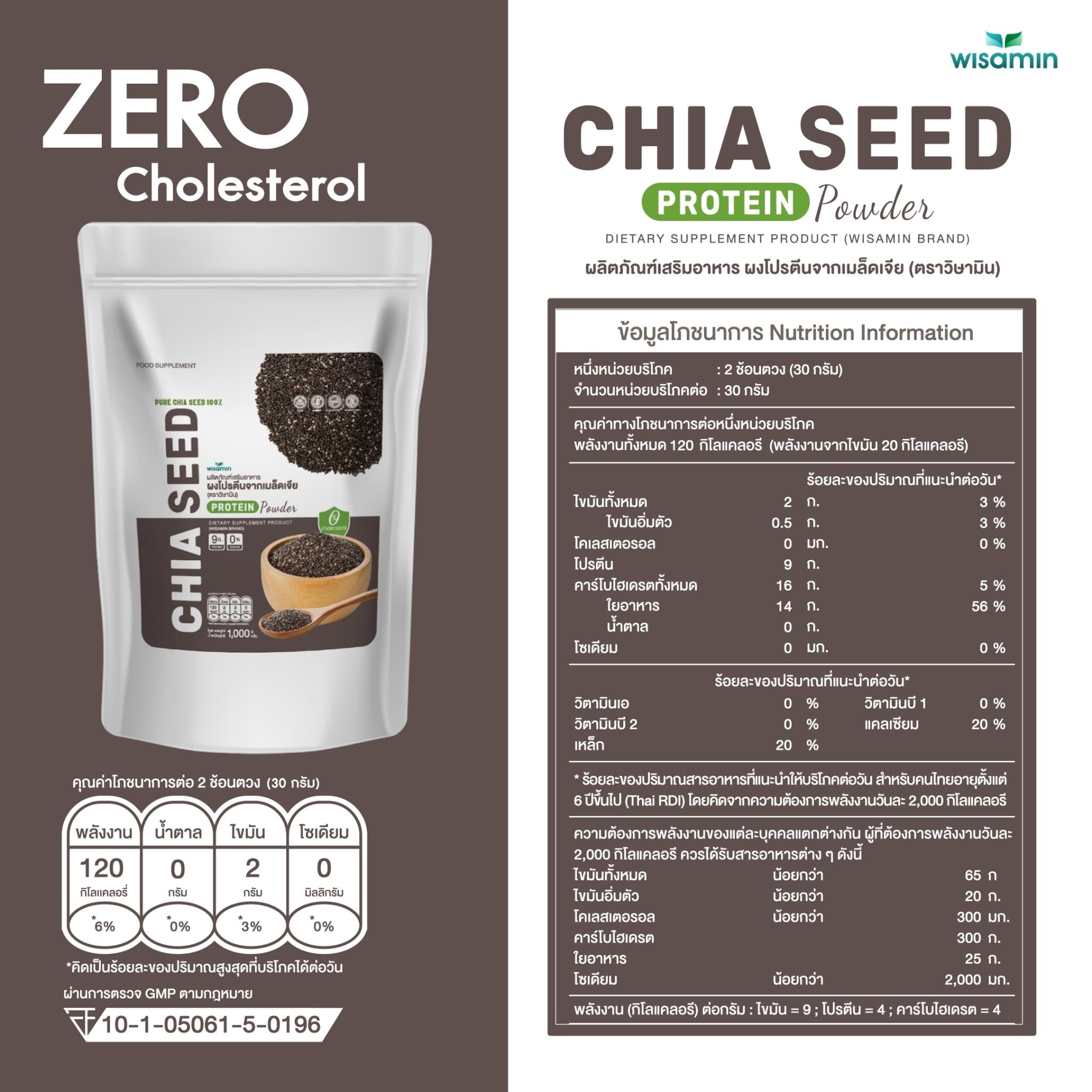 WISAMIN Chia Seed Protein โปรตีนเมล็ดเจีย (ตราวิษามิน) ปริมาณ 1kg (1,000g)