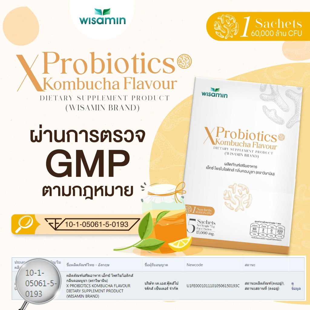 (ซื้อ 1 แถม 1) WISAMIN X Probiotics เอ็กซ์ โพรไบโอติกส์ 4 รสชาติ (ตราวิษามิน) รวม 10 ซอง