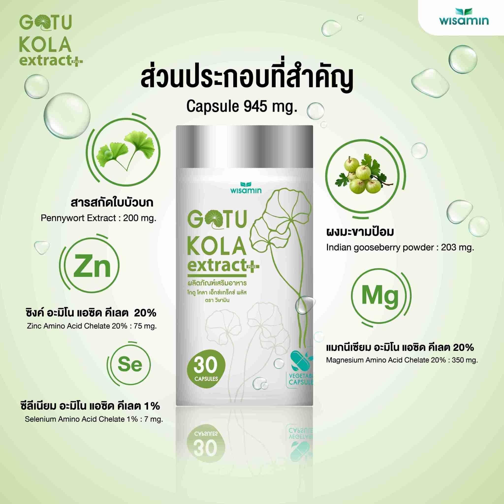 WISAMIN Gotu Kola Extract Plus สารสกัดจากใบบัวบก (ตราวิษามิน) 30 แคปซูล