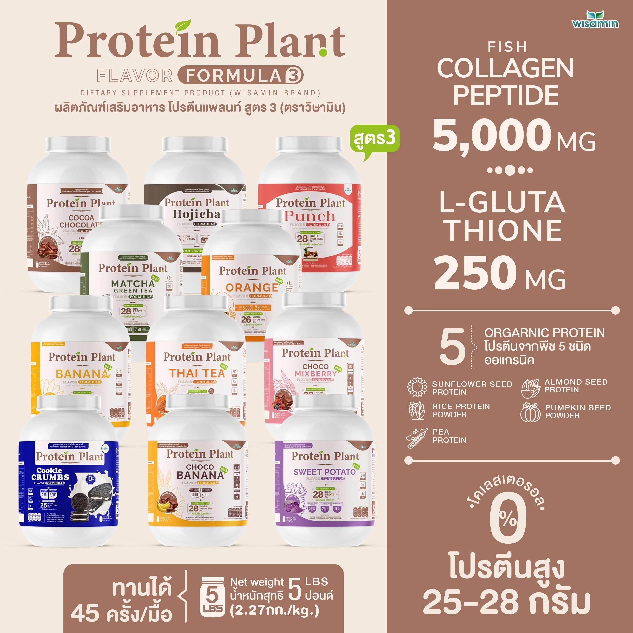 WISAMIN Protein Plant โปรตีนพืช สูตร 3 (ตราวิษามิน) 5 ปอนด์ 2.27kg