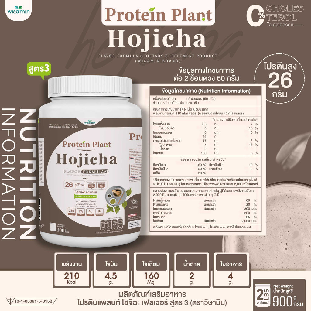 WISAMIN Protein Plant โปรตีนพืช สูตร 3 (ตราวิษามิน) 900 กรัม