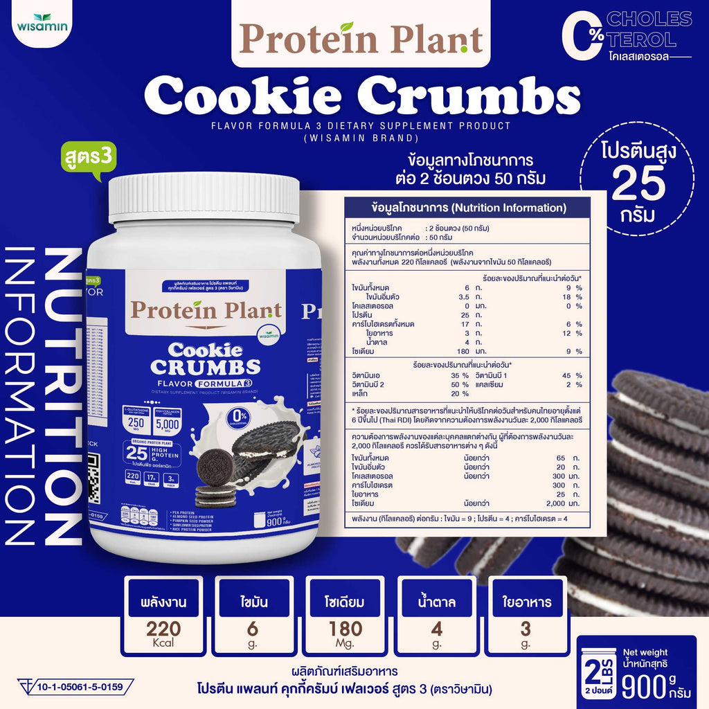 WISAMIN Protein Plant โปรตีนพืช สูตร 3 (ตราวิษามิน) 900 กรัม