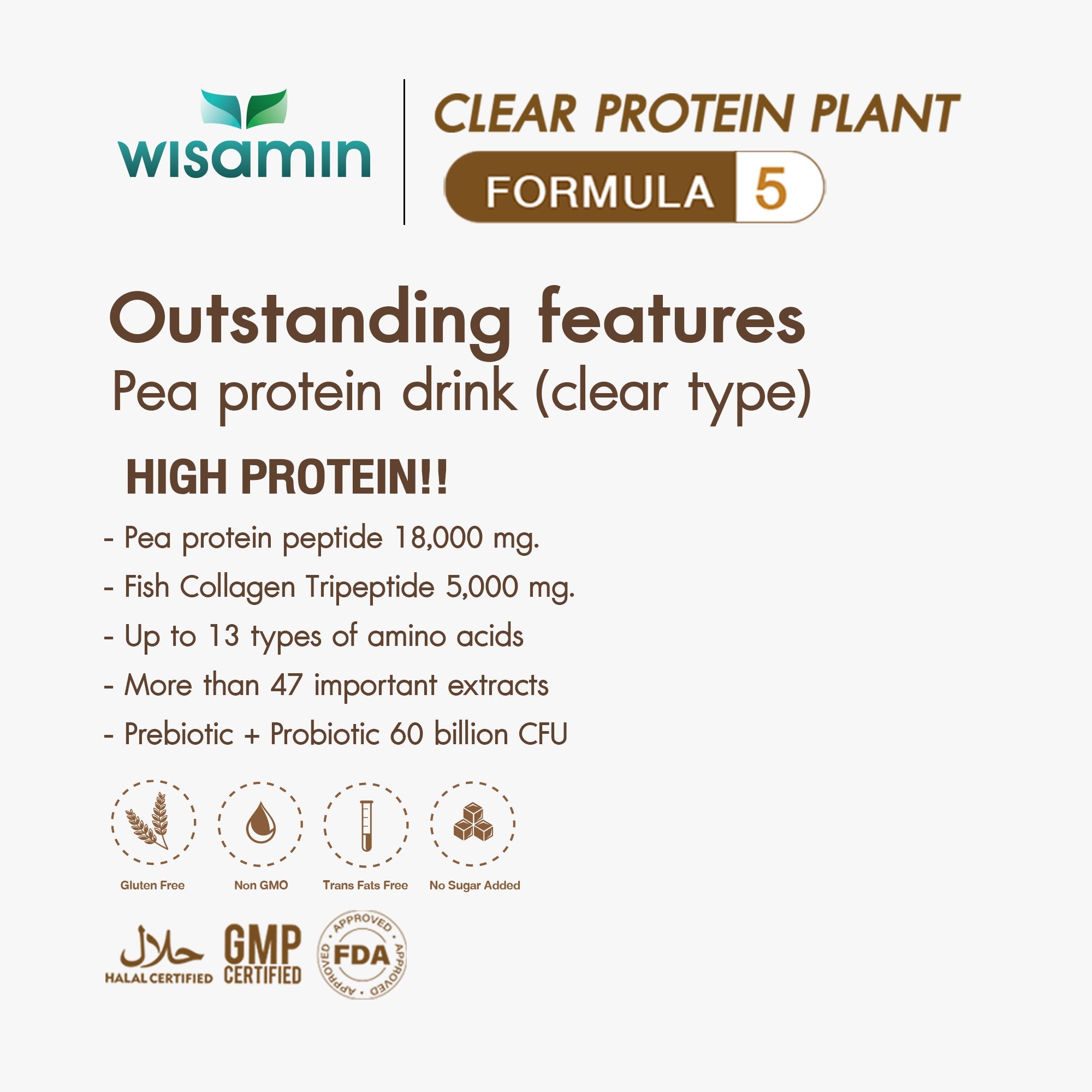 WISAMIN Clear Protein Plant โปรตีนใส สูตร 5 (ตราวิษามิน) 1,575 กรัม (1.575 kg)