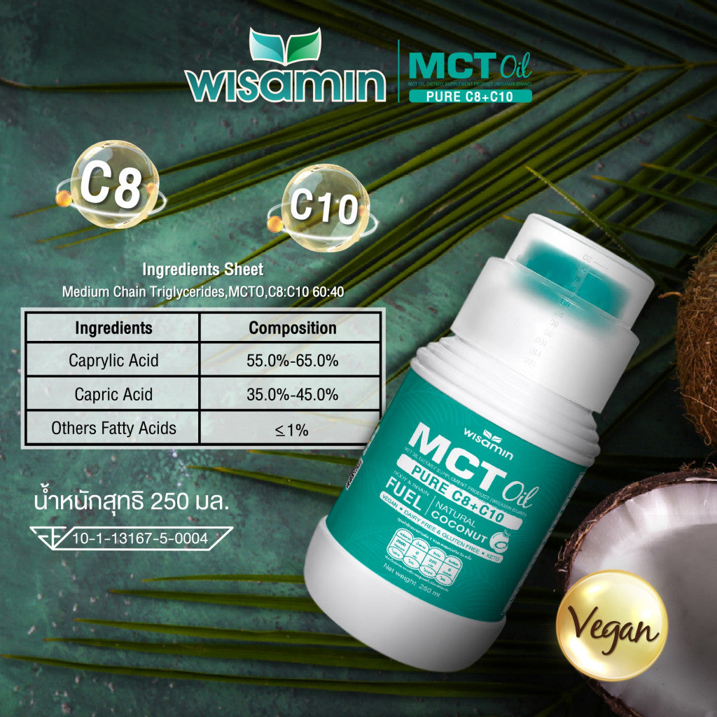 WISAMIN MCT Oil น้ำมันเอ็มซีที ชนิดน้ำ (ตราวิษามิน) 250 mL