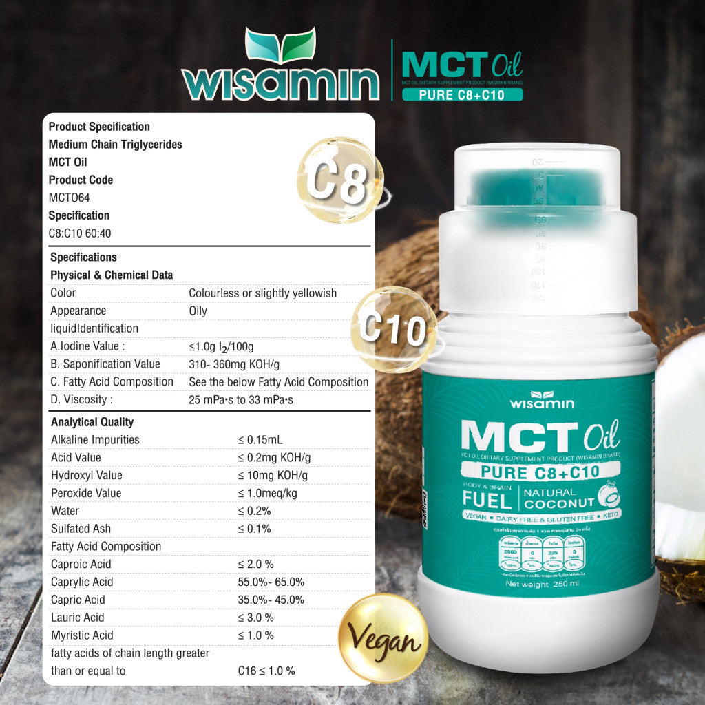 WISAMIN MCT Oil น้ำมันเอ็มซีที ชนิดน้ำ (ตราวิษามิน) 250 mL