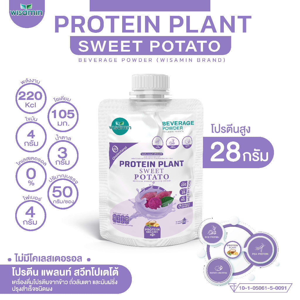 WISAMIN Protein Plant โปรตีนพืช สูตร 1 (ตราวิษามิน) ชนิดซอง 50 กรัม